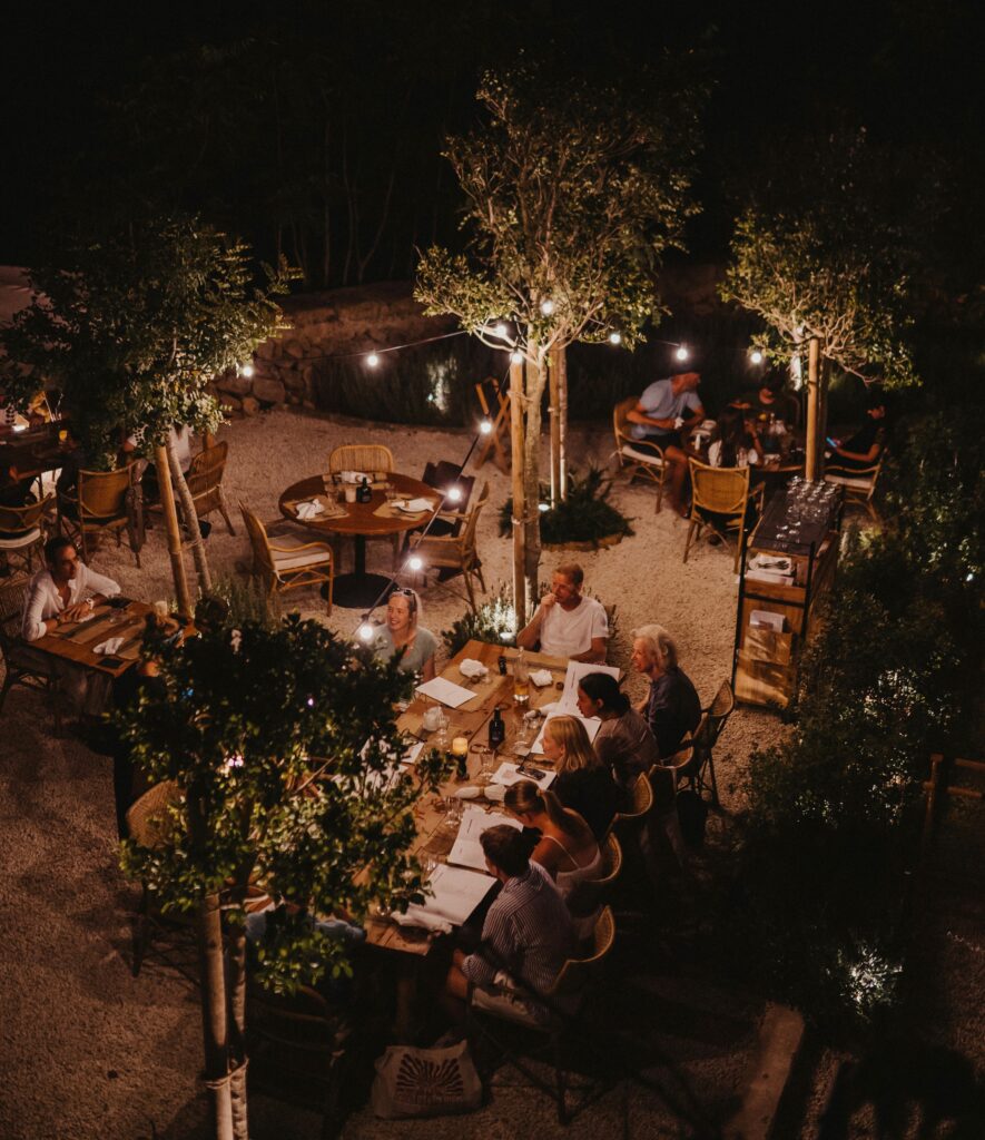 image of Nonna Bazaar restaurant Ciutadella chill dining area at night